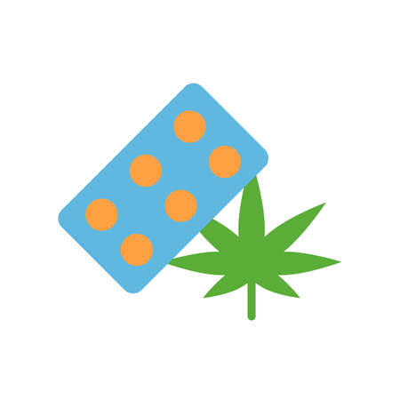Marijuana pill icon. Simple color vector elements of herbal drugs icons for ui and ux, website or mobile applicationのイラスト素材
