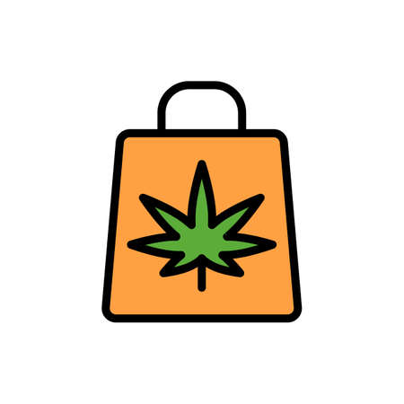Marijuana package icon. Simple color with outline vector elements of herbal drugs icons for ui and ux, website or mobile applicationのイラスト素材