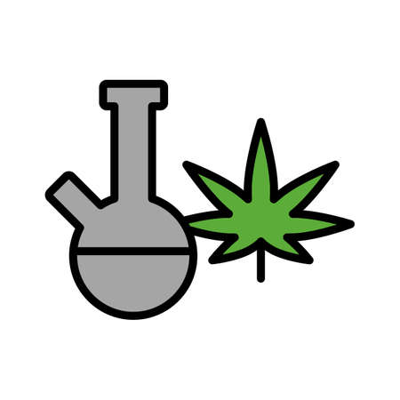 Marijuana water pipes icon. Simple color with outline vector elements of herbal drugs icons for ui and ux, website or mobile applicationのイラスト素材