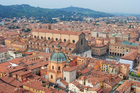 View over Bologna city center in Italy.の写真素材