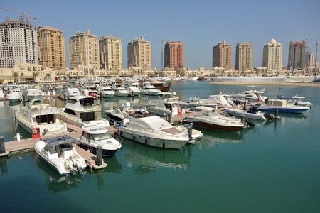 Harbour view in the Pearl precinct of Doha, Qatar.の写真素材