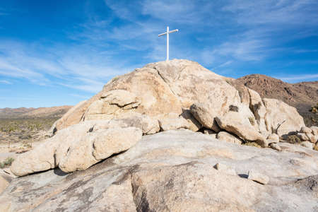 Mojave Cross in Mojave Desert in California.の写真素材