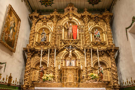 San Juan Capistrano, California, United States of America - January 6, 2017. Altar of Serra Chapel at Mission San Juan Capistrano in California, with religious statues.のeditorial素材