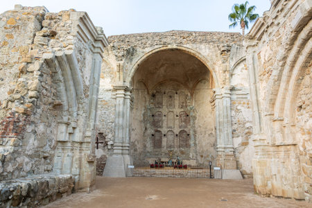 San Juan Capistrano, California, United States of America - January 6, 2017. Great Stone Church of the Mission San Juan Capistrano in Californiaのeditorial素材
