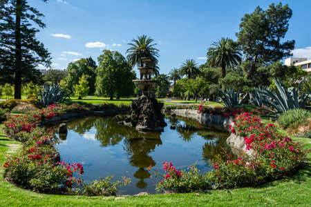 Melbourne, Australia - March 8, 2017. Pool in the Fitzroy Gardens in Melbourne, with vegetation.のeditorial素材