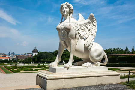 Vienna, Austria â July 11, 2016. Statue of Sphinx in the Belvedere Gardens in Vienna.のeditorial素材