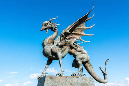 Kazan, Russia â June 27, 2017. Statue of Zilant, a legendary creature from Tatar tales, something between a dragon and a wyvern, near Kazan Wedding Palace in Kazan. Zilant has been an the official symbol of Kazan since 1730.のeditorial素材
