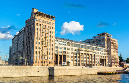 Moscow, Russia â July 3, 2017. The Moscow State Estrade Theatre on Bersenev Embankment in Moscow. Exterior view from across the river in summer.のeditorial素材