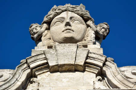Leipzig, Germany - November 15, 2018. Statue of city goddess Lipsia topping New Town Hall (Neues Rathaus) building in Leipzig.のeditorial素材