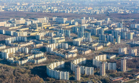 View over residential buildings in Tyoply Stan district of Moscow, Russia.の写真素材