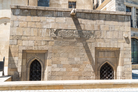 Baku, Azerbaijan â August 1, 2020. Molla Ahmad mosque in the Icheri Sheher old city of Baku. The mosque dates from 1300. Exterior view in summer.のeditorial素材