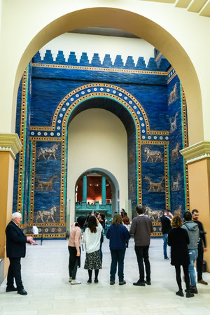 Berlin, Germany â January 28, 2018. People looking at the magnificent Ishtar Gate at Pergamonmuseum in Berlin.のeditorial素材