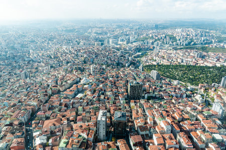 Istanbul, Turkey â November 12, 2020. Aerial view over Kagithane neighborhood of Istanbul. Formerly a working class district, it has become one of the largest real estate development areas in the city. The district is located on the European side. View のeditorial素材