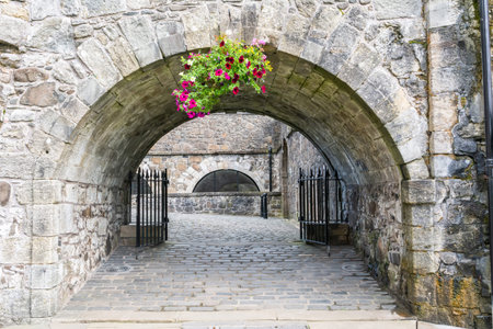 Stirling, Scotland, United Kingdom â September 9, 2017. Arched entrance to the Stirling Castle in Scotland.のeditorial素材