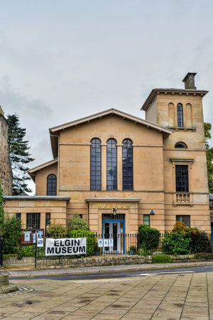 Elgin, Scotland, United Kingdom - September 18, 2017. Elgin Museum in Elgin, Scotland. The museum was opened in 1843 and is the oldest independent museum in Scotland. The museum is housed in a Category A listed building designed by architect Thomas Mackenのeditorial素材