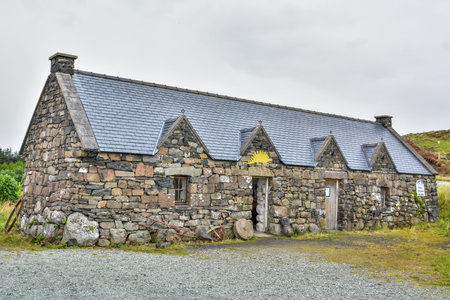 Staffin, Scotland, United Kingdom â September 22, 2017. Staffin Dinosaur Museum in Staffin, Scotland. Exterior view on a cloudy day.のeditorial素材