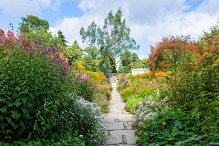 Banchory, Aberdeenshire, Scotland, United Kingdom - September 14, 2017. View of the Crathes Garden on the grounds of the Crathes Castle in Scotland.のeditorial素材