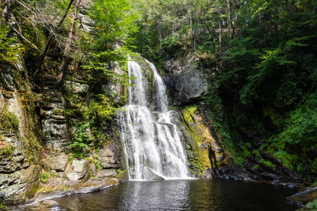 Main waterfall of the Bushkill Falls in Pocono Mountains region of Pennsylvania, United States of America.の写真素材