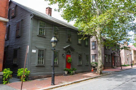 Providence, Rhode Island, United States of America â September 5, 2016. Nathaniel Smith House, dating from 1798, at 105 Benefit Street in Providence, RI.のeditorial素材