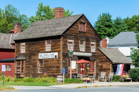 Deerfield, Massachusetts, United States of America â€“ September 16, 2016. Historic timber...