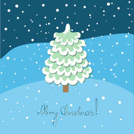 Christmas tree under the snow in winter. Christmas holiday. New Year. Vector. Illustrationのイラスト素材