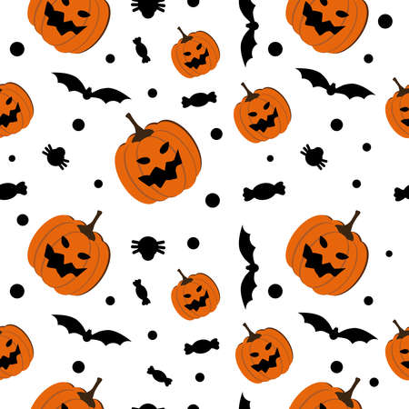 Halloween background featuring taqwa, spider, bat and candy. Vector illustration.のイラスト素材