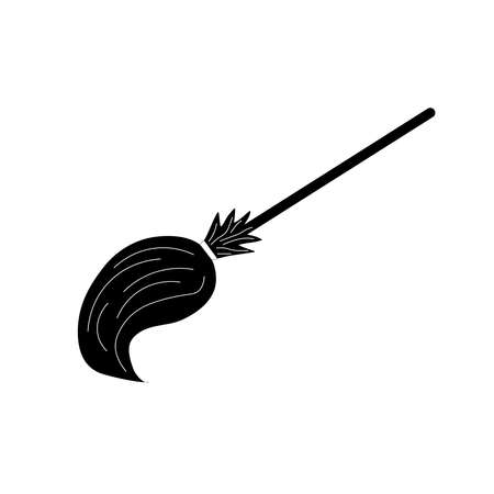 Black halloween witch broom isolated on white background. Vector illustration.のイラスト素材
