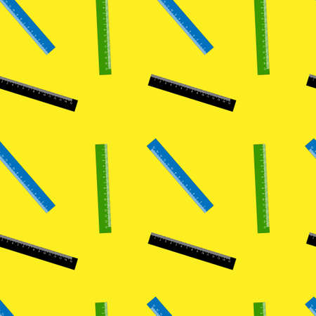 Centimeter rulers in different colors on a yellow background.のイラスト素材