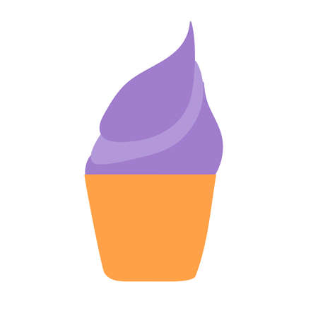 Sweet fruit ice cream in a glass on an isolated background. Delicious frozen dessert. Vector illustration.のイラスト素材
