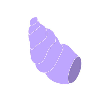 Beautiful curly purple seashell on an isolated background. Malyusk in the sink. Marine life in the sea and akean life. Vector illustration.のイラスト素材