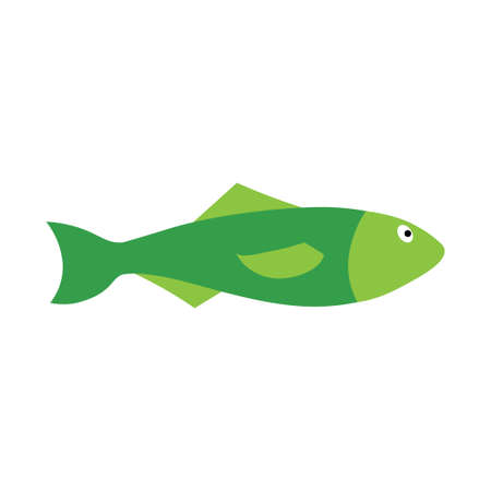 Sea fish on an isolated background. A variety of popular colored fish. Cute flat vector illustration. Element or banner.のイラスト素材