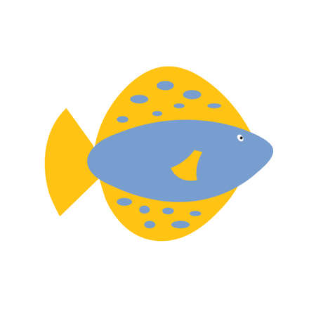 Sea fish on an isolated background. A variety of popular colored fish. Cute flat vector illustration. Element or banner.のイラスト素材
