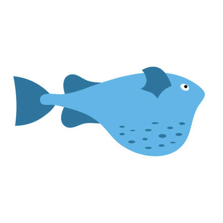 Sea fish on an isolated background. A variety of popular colored fish. Cute flat vector illustration. Element or banner.のイラスト素材