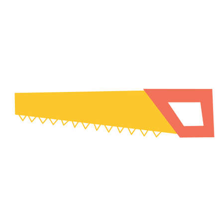 Hand saw on an isolated background. Icon element for design. Building tools. Flat illustration. Vector.のイラスト素材