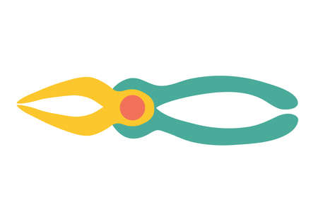 Pliers on an isolated white background. Construction or renovation. Building supplies for as a design element. Vector illustration.のイラスト素材