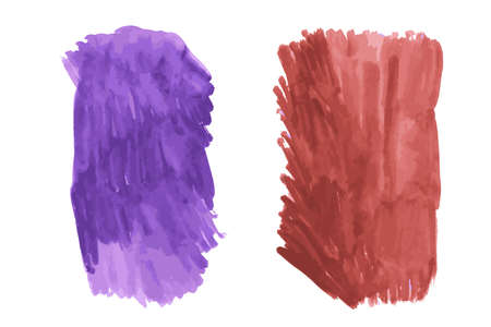 A set of two colored watercolor brush strokes. Vector elements for design. Purple and brown stain.のイラスト素材