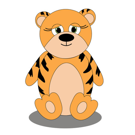 Cute cartoon tiger. Design element or template. Flat illustration. Vectorのイラスト素材