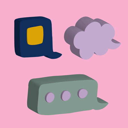 Speech bubble 3d. Talking clouds for chat and messages. Dialog icon set on isolated background. Vectorのイラスト素材