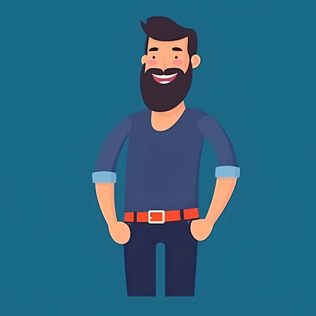 A man with a beard. Day of the beard. World holiday. AI illustrationの素材