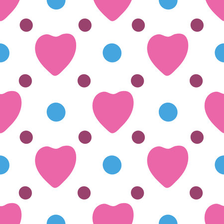 Pink hearts. Bright abstract multicolored background. Seamless illustration. Wallpaper, fabric or paper. Holidayのイラスト素材