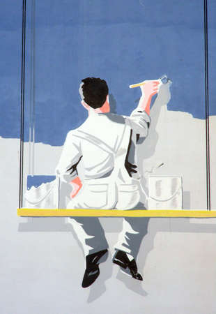 A huge wall painting on the front of a house in Copenhagen        の写真素材