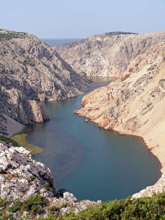      Panoramic view from a lookout point to a narrow fiord in Croatia          の写真素材