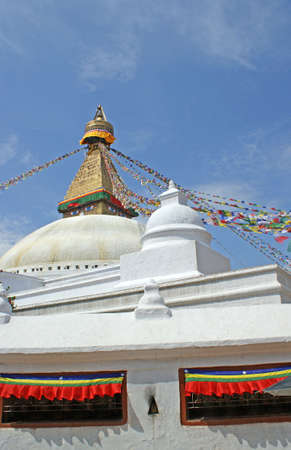 The buddhist stupa of Bodhnath in Kathmandu the capital of Nepalの写真素材