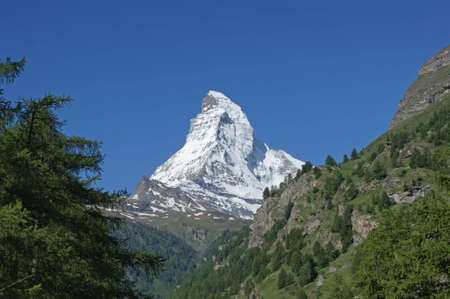 The top of the Matterhorn mountain close to Zermatt in Switzerlandの写真素材