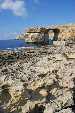 View to Azure Window which is a scenic rock on the Gozo island next to Maltaの写真素材