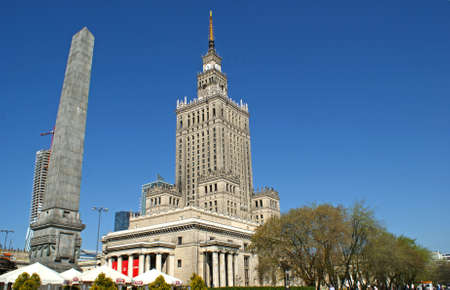 The Palace of Culture and Science in Warsaw on a bright sunny dayのeditorial素材