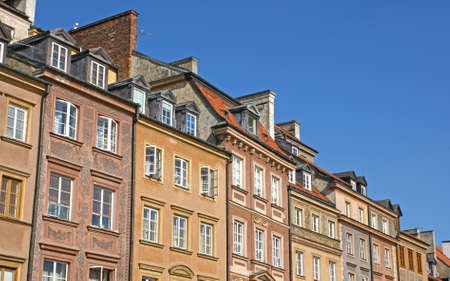Colorful old houses in the center of Warsawの写真素材