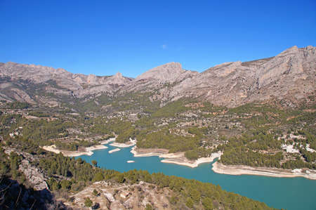 Guadalest Valley and the green lake in the province of Alicante, Spainの写真素材