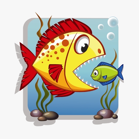 Big fish absorbs small fishのイラスト素材