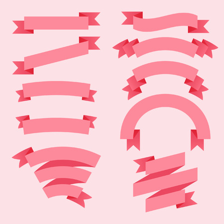Set of pink ribbonsのイラスト素材